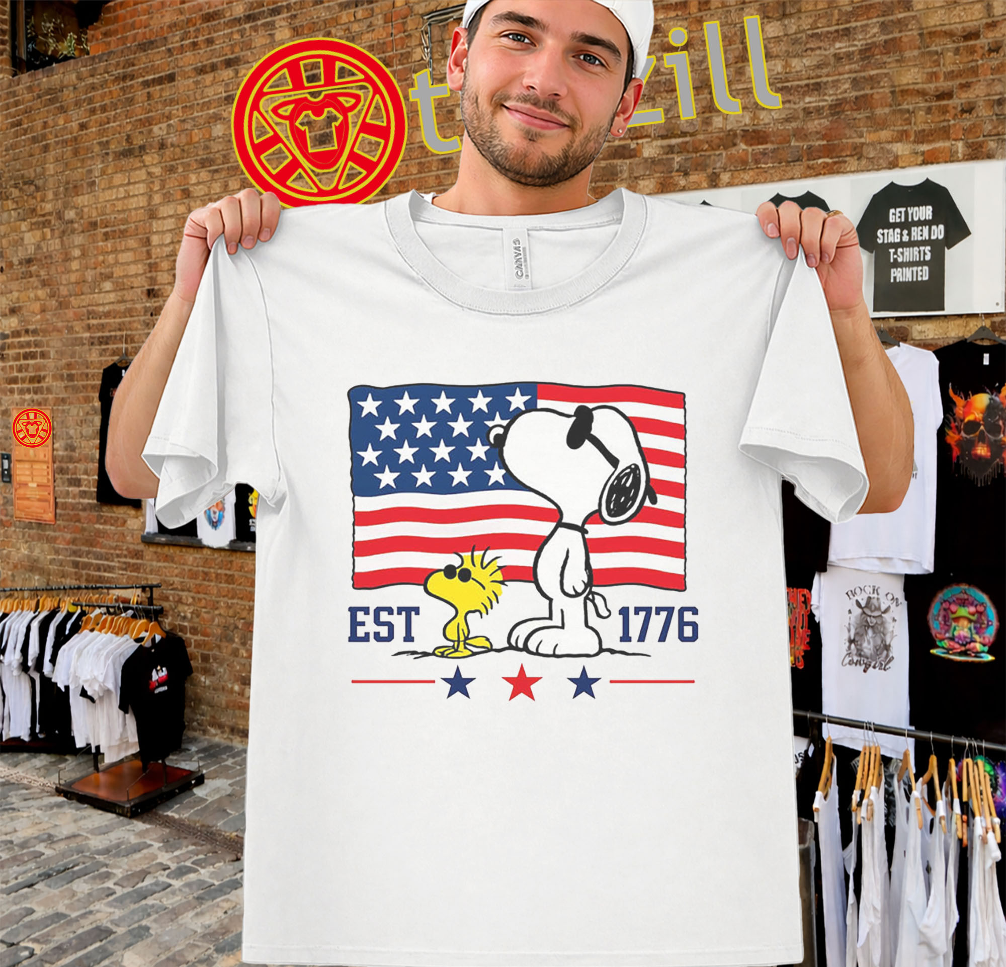 Snoopy 4th of July Shirt - Patriotic EST 1776 American Flag Tee