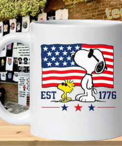 Snoopy 4th of July Shirt - Patriotic EST 1776 American Flag mug