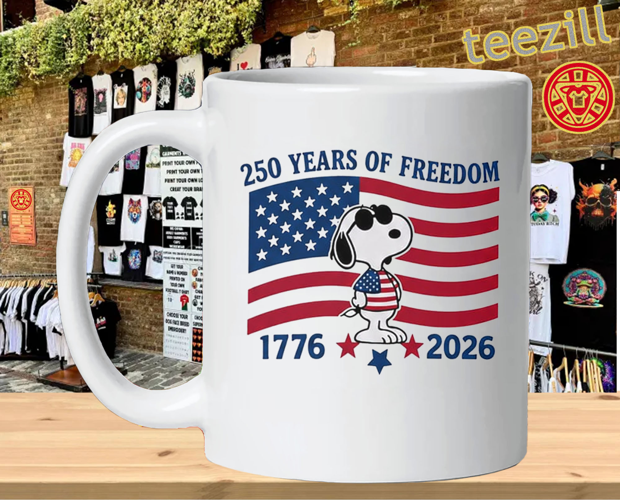 Snoopy America 250 Shirt - 250 Years of Freedom 1776 2026 mug