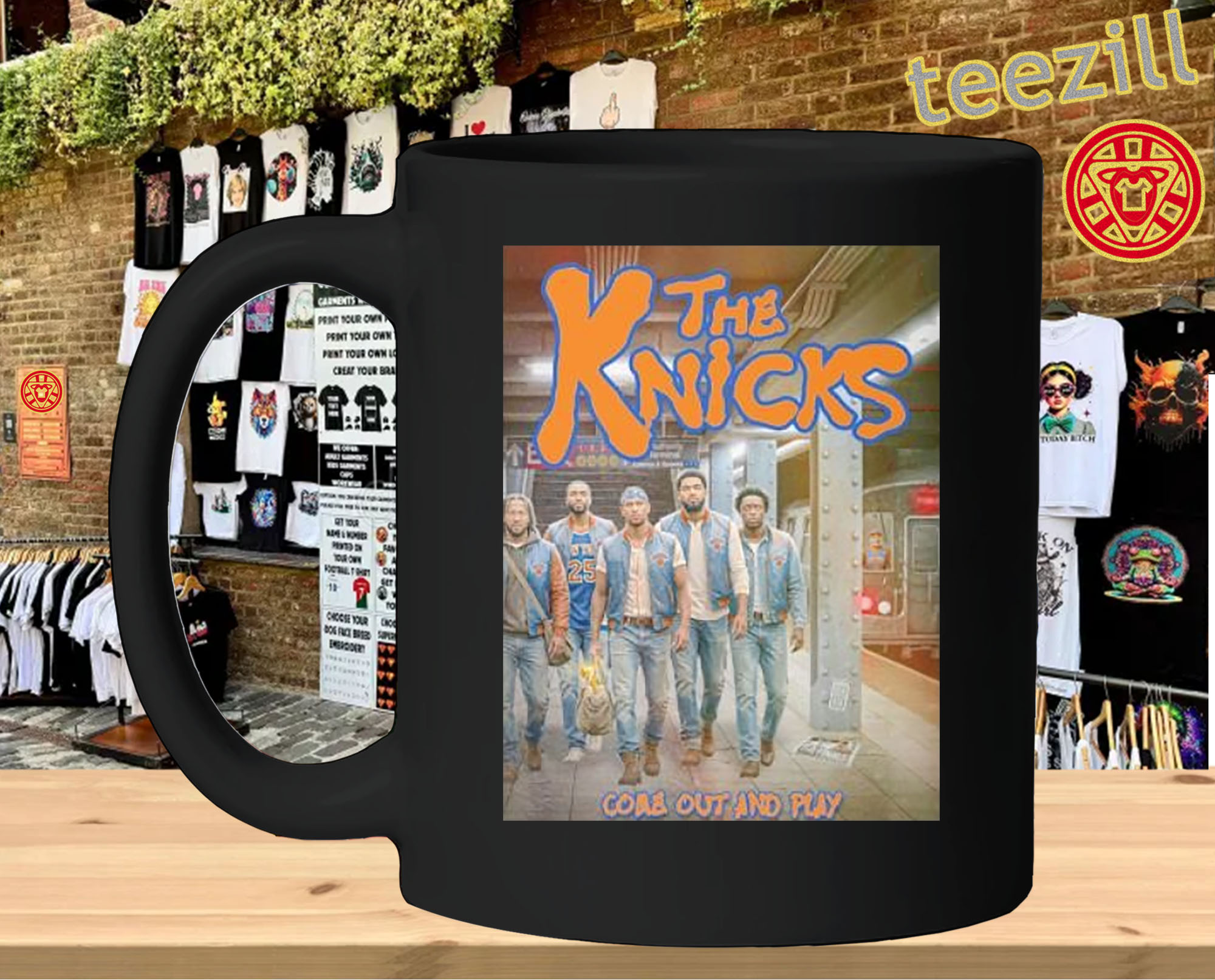 The Knicks Core Out and Play – NYC Basketball Vintage Poster mug