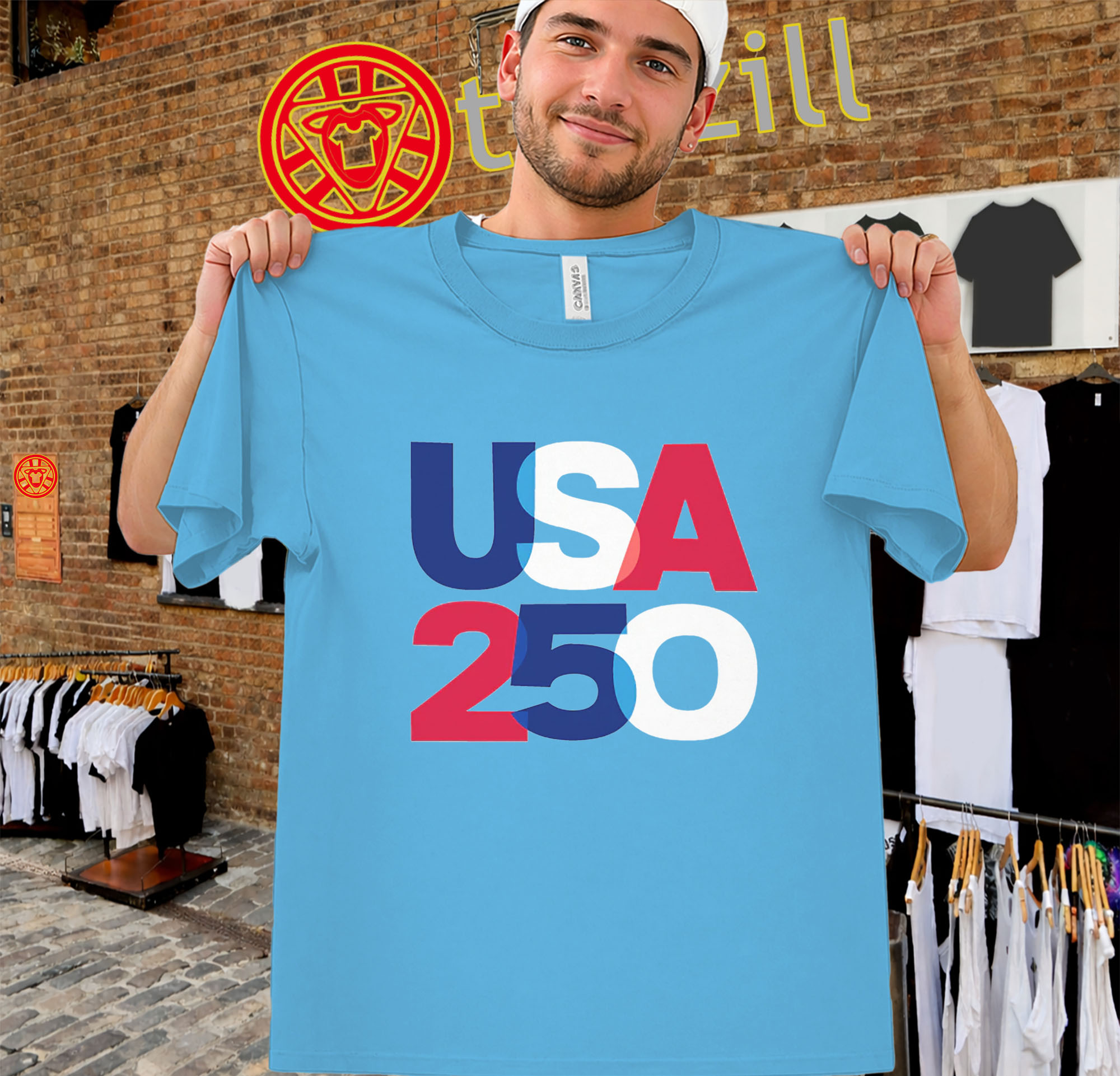 USA 250 Overlay Shirt – Red White Blue Anniversary Tee
