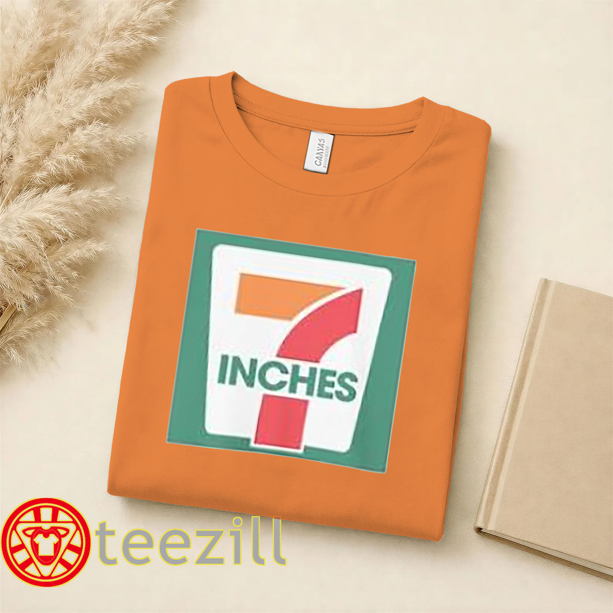 7 Inches Shirt - Funny Retro Logo Orange