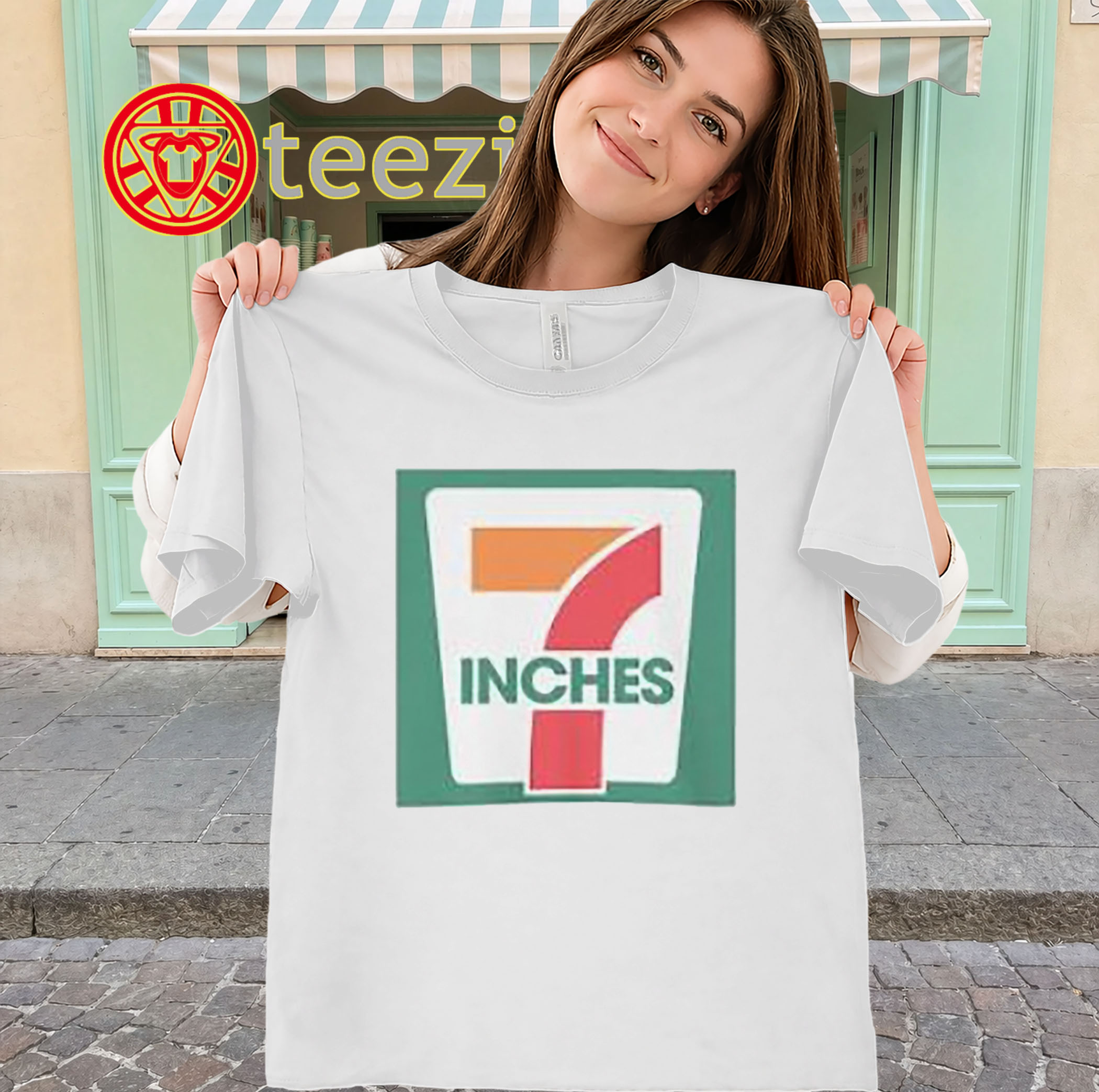 7 Inches Shirt - Funny Retro Logo Tee-white