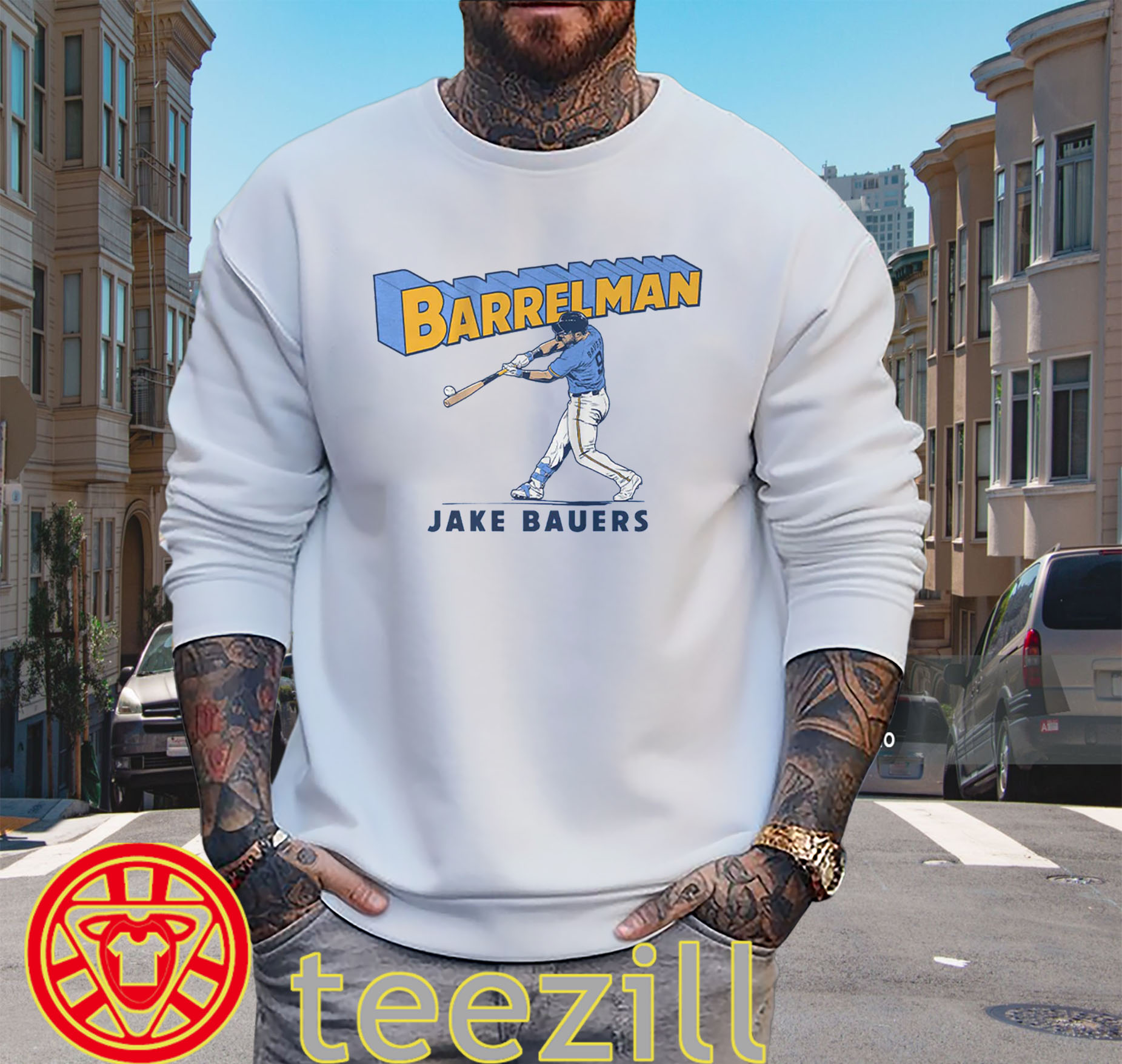 Barrelman Shirt – Jake Bauers Milwaukee Baseball Legend Tee