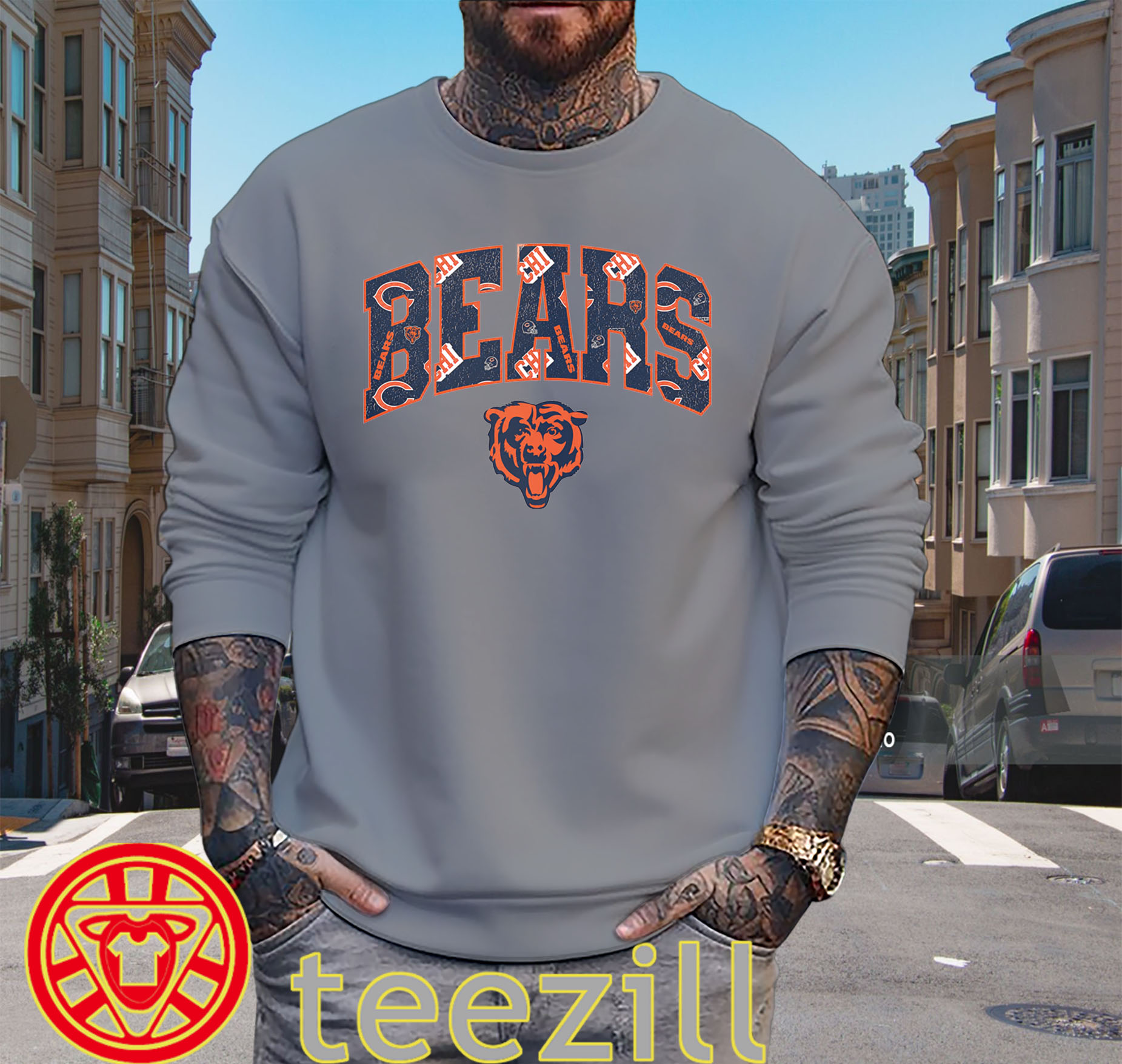 Chicago Bears Gameday Shirt – Vintage Bear Head Football Tee sweater