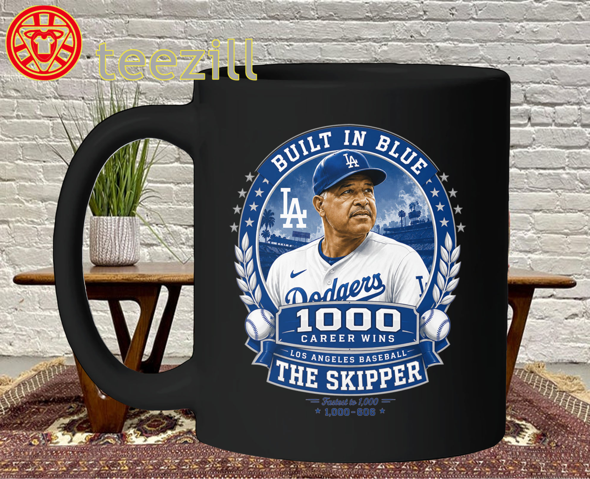 Dave Roberts Shirt - Dodgers 1000 Career Wins Skipper Tee Mug