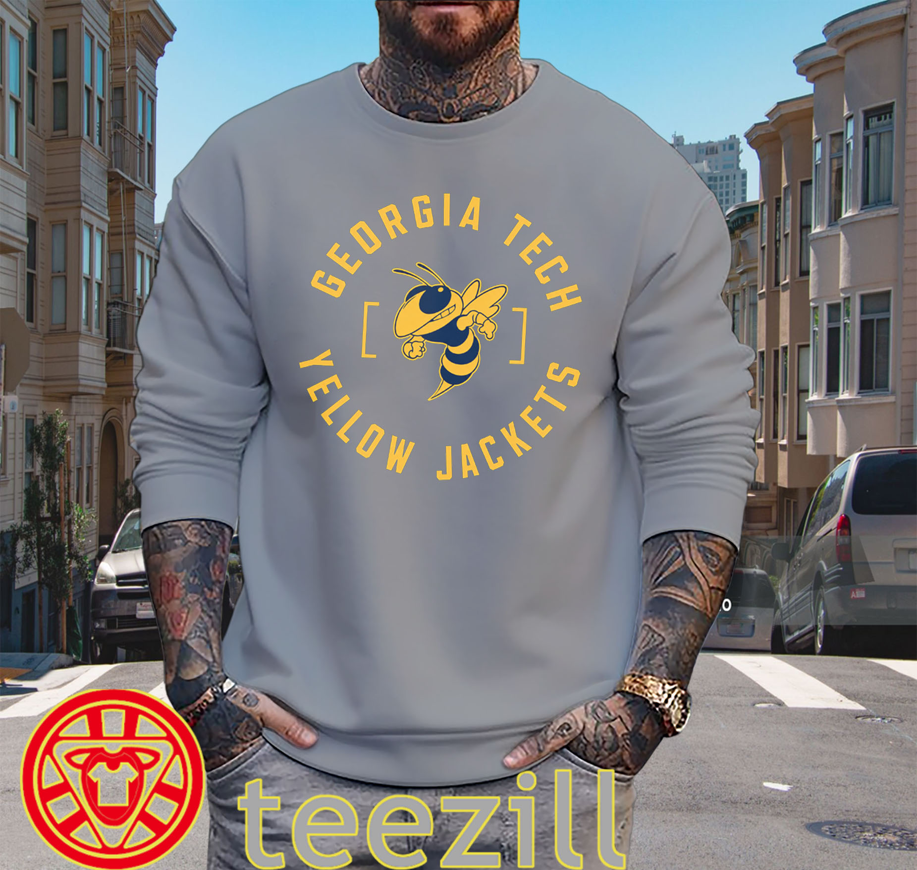 Georgia Tech Yellow Jackets Shirt - Buzz Mascot Tee sweater