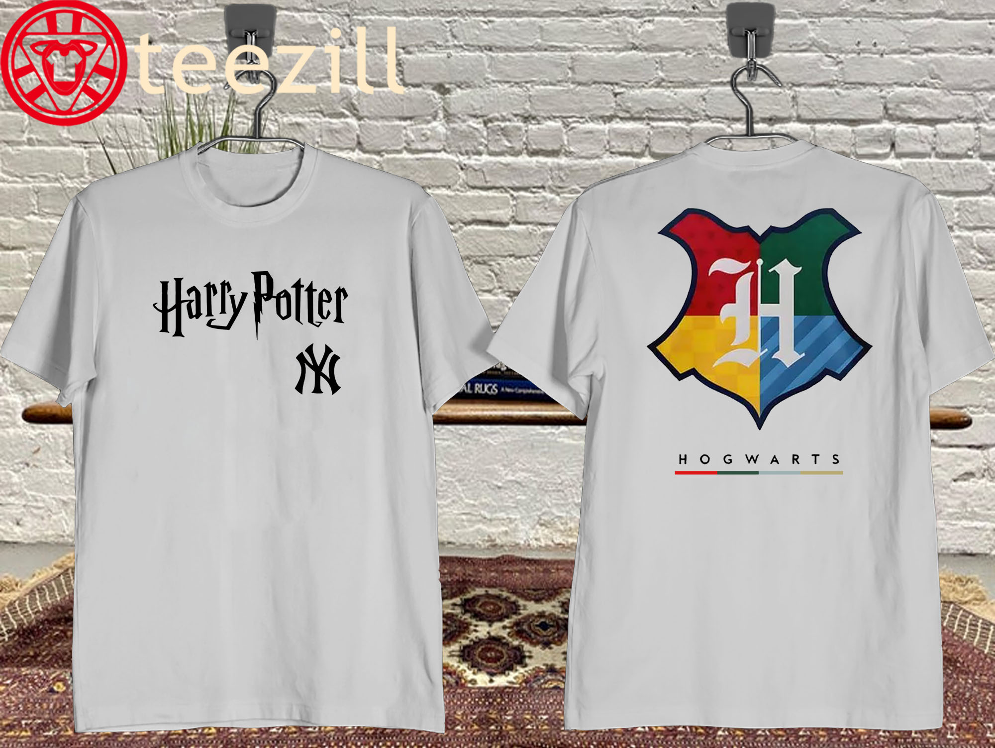 Harry Potter x NY Yankees Hogwarts Crest Logo-Mockup-Black-Fron