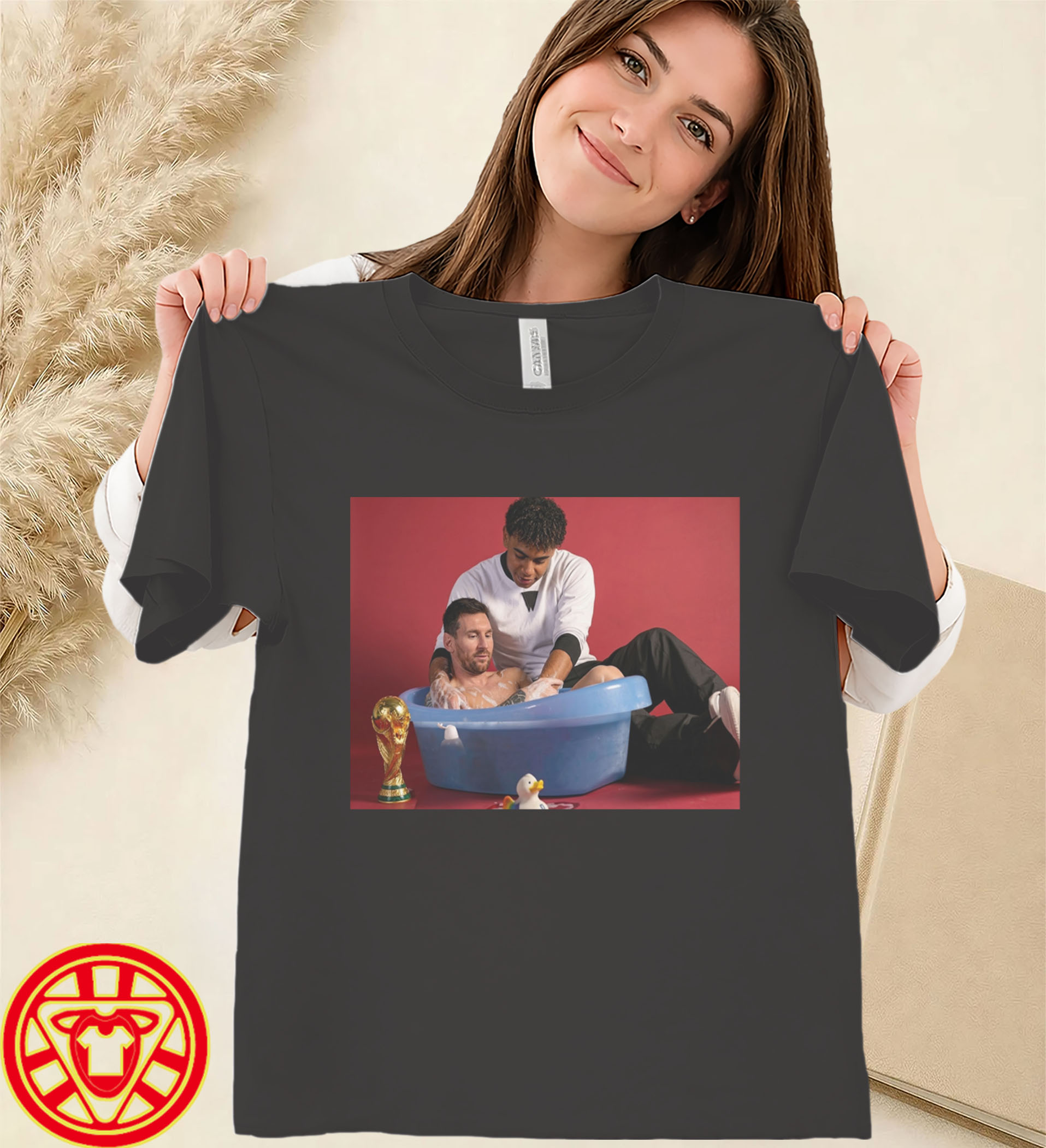Lamine Yamal Bathes Messi Shirt women-design