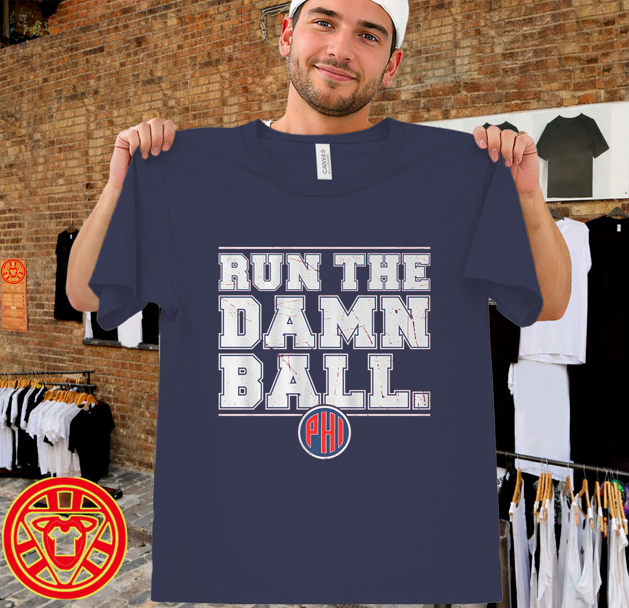 Philadelphia Baseball Run The Damn Ball-men-design