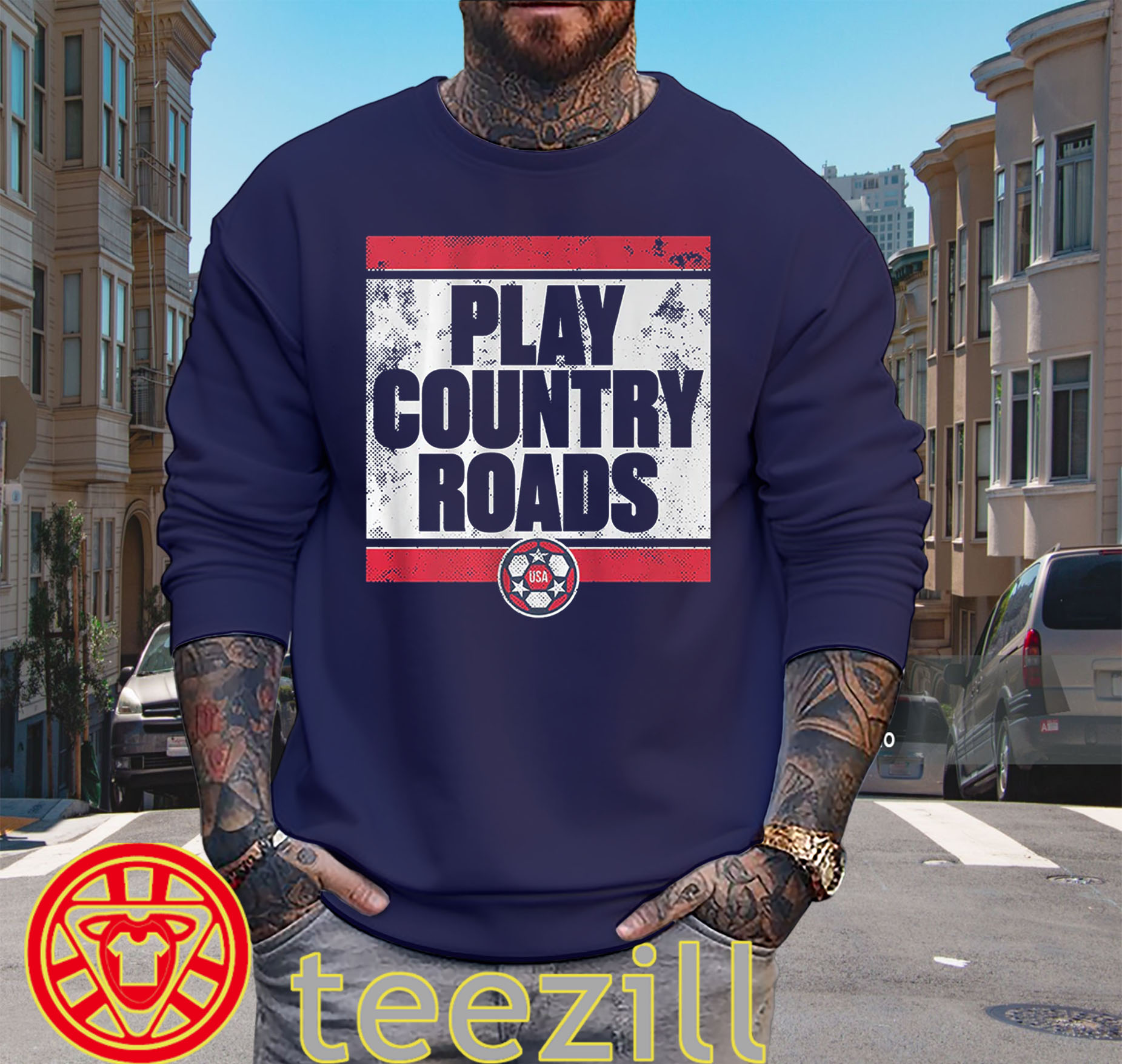 Play Country Roads Shirt - USA Soccer Fan sweater
