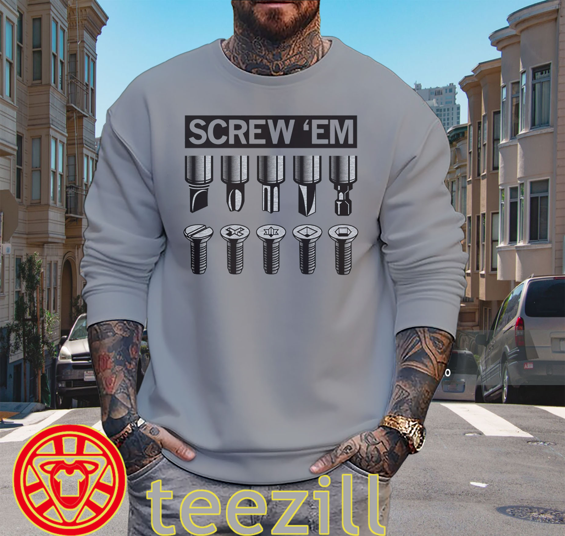 Screw 'Em Shirt - Funny Mechanic Tool Pun Tee sweater