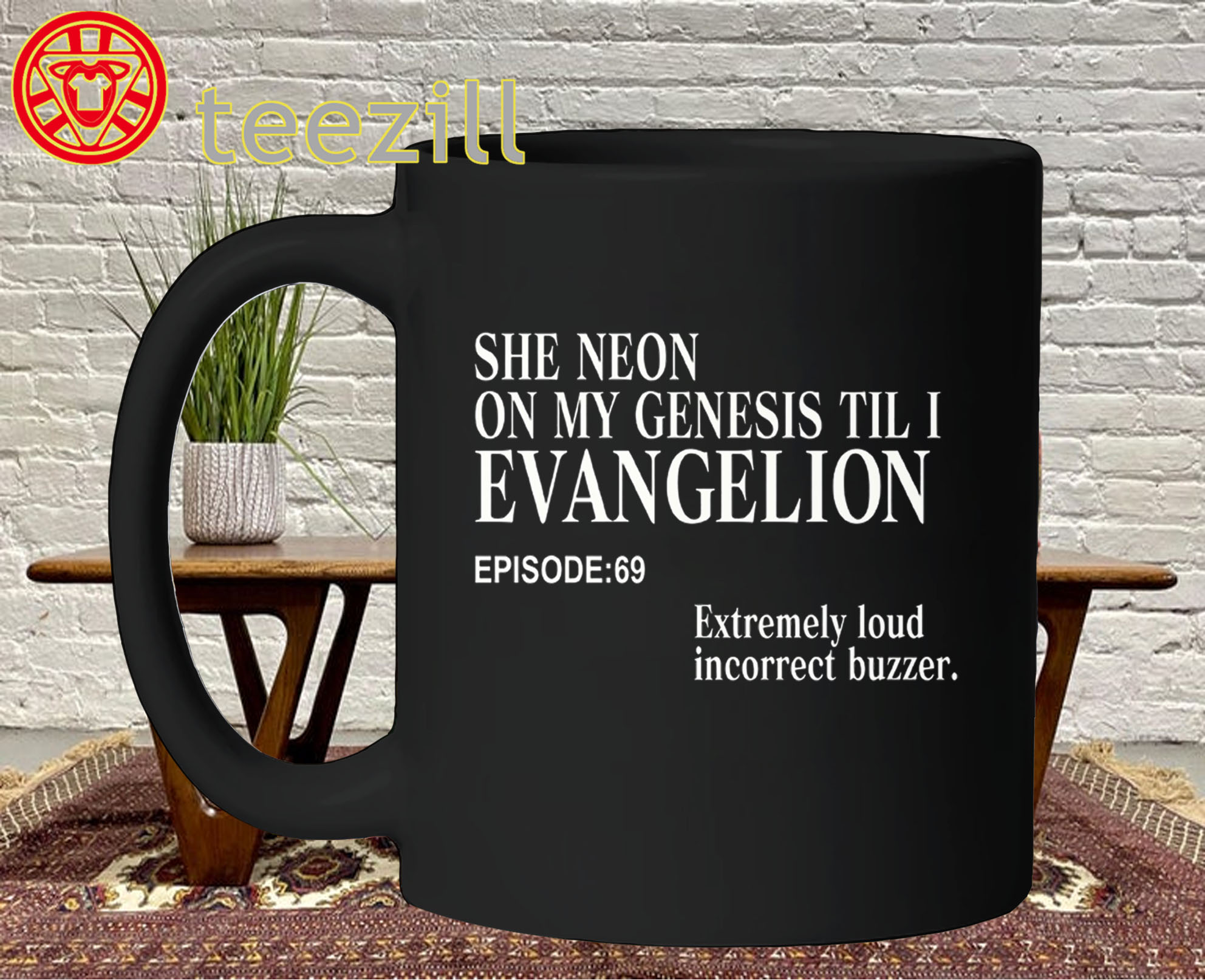 She Neon On My Genesis Til I Evangelion Shirt - Viral Anime Meme Mug
