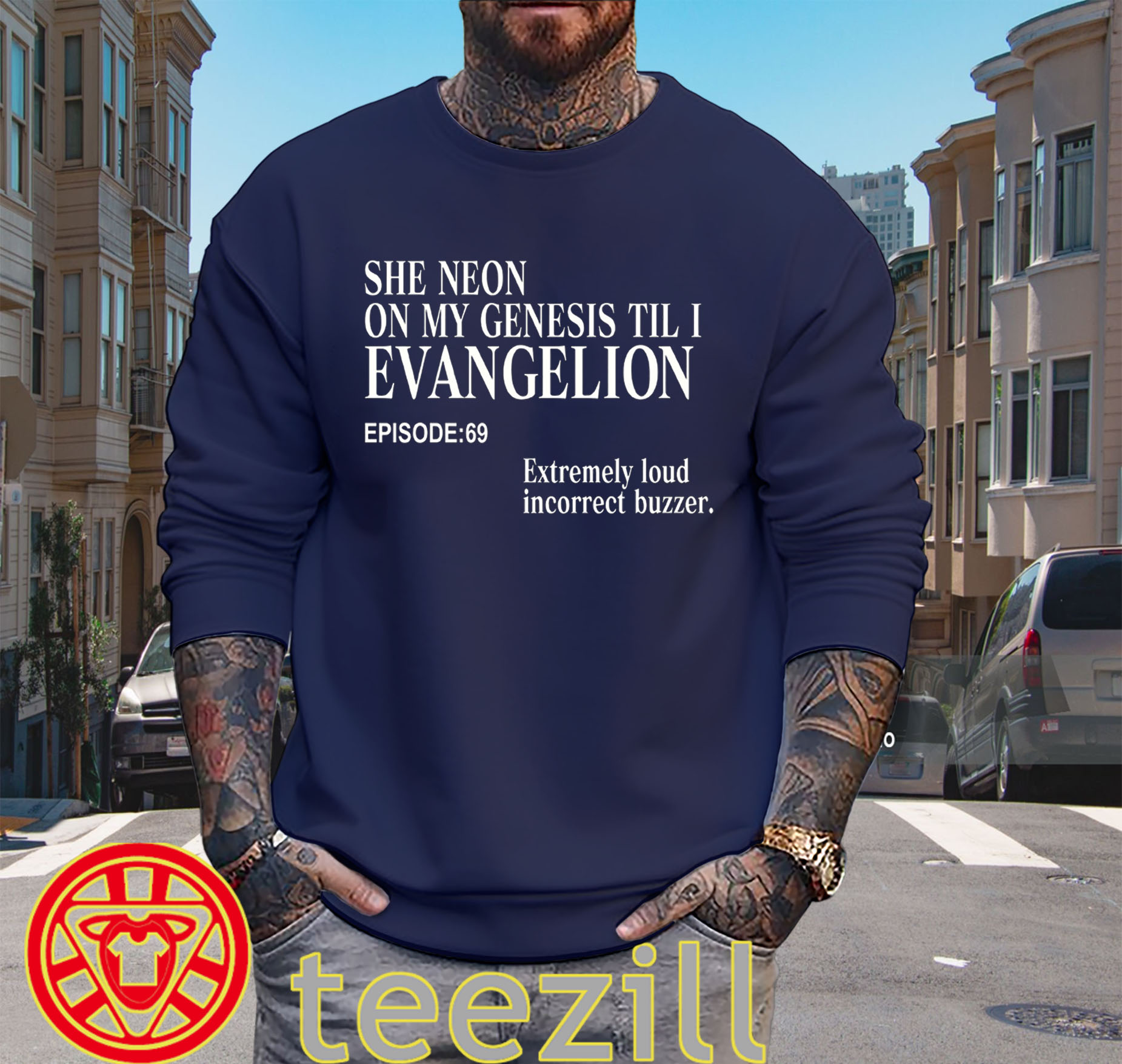 She Neon On My Genesis Til I Evangelion Shirt - Viral Anime Meme sweater