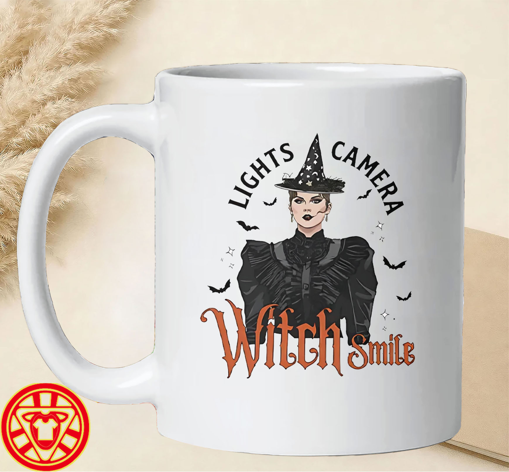 Lights Camera Witch Smile mug-design