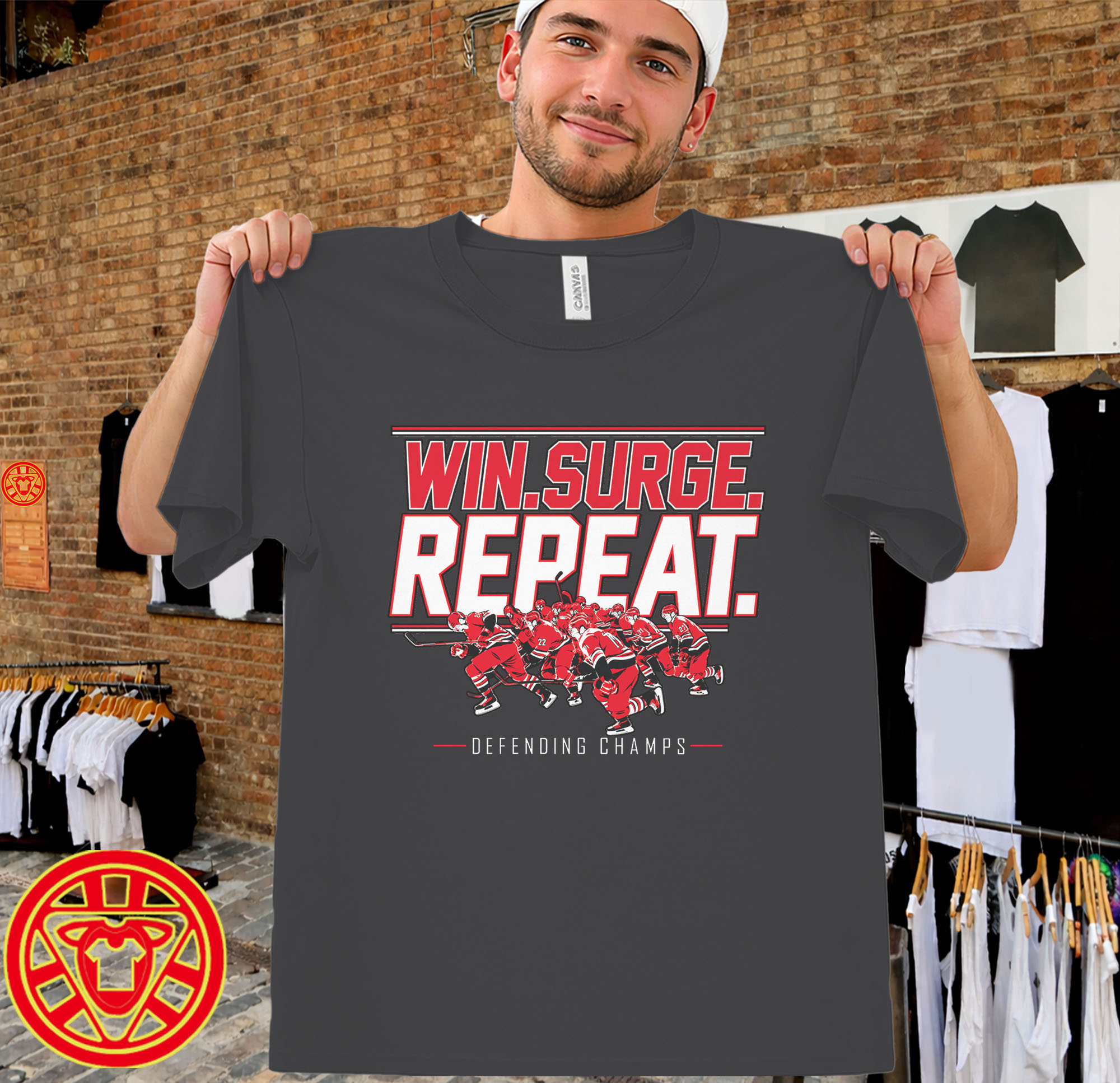 Carolina Hockey Win. Surge. Repeat. men-design