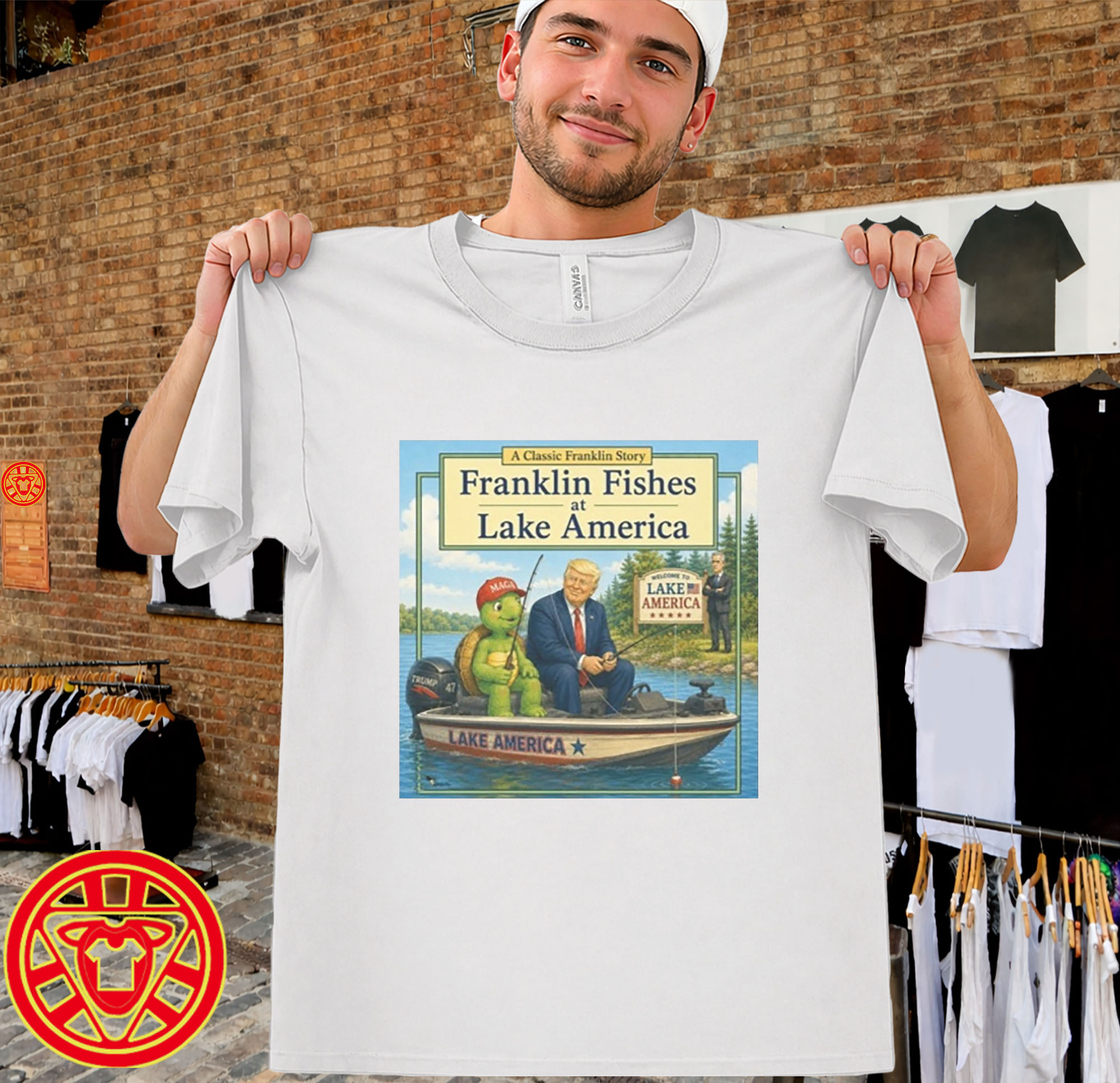 Franklin Story Fishes At Lake America-men-design