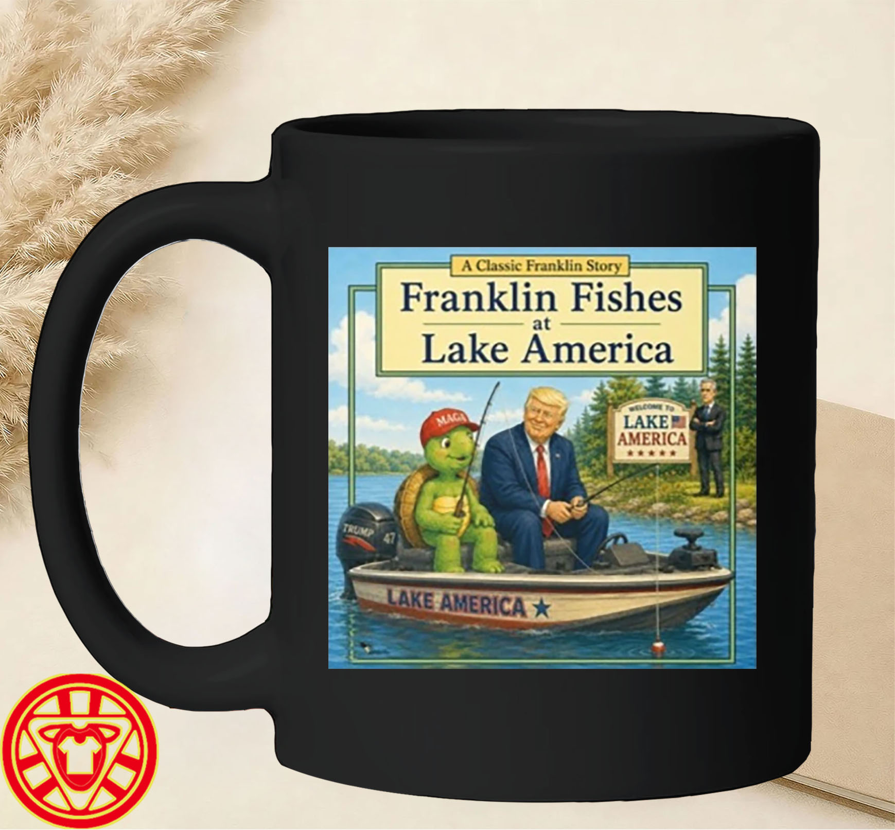 Franklin Story Fishes At Lake America-mug-design
