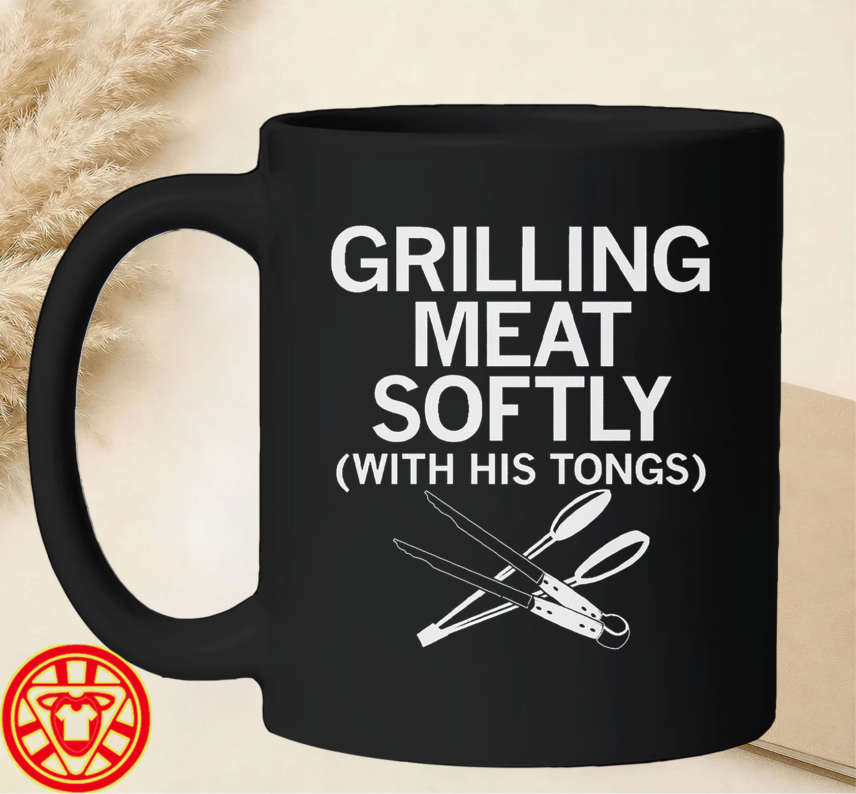 Grilling Meat Softly With His Tongs mug-design