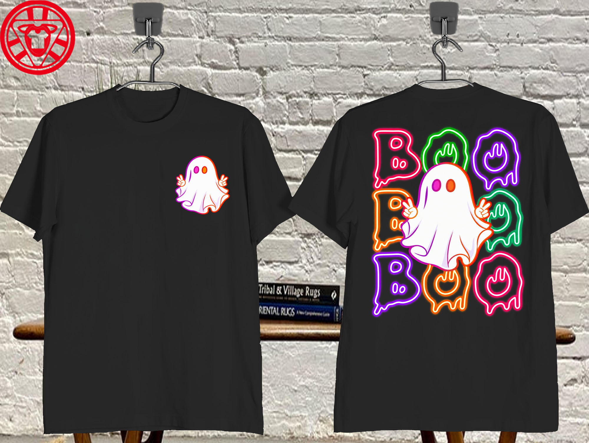 Halloween Cute Ghost Graphic Black-Fron