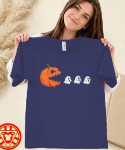 Halloween Pumpkin Eating Ghost Gamer women-design