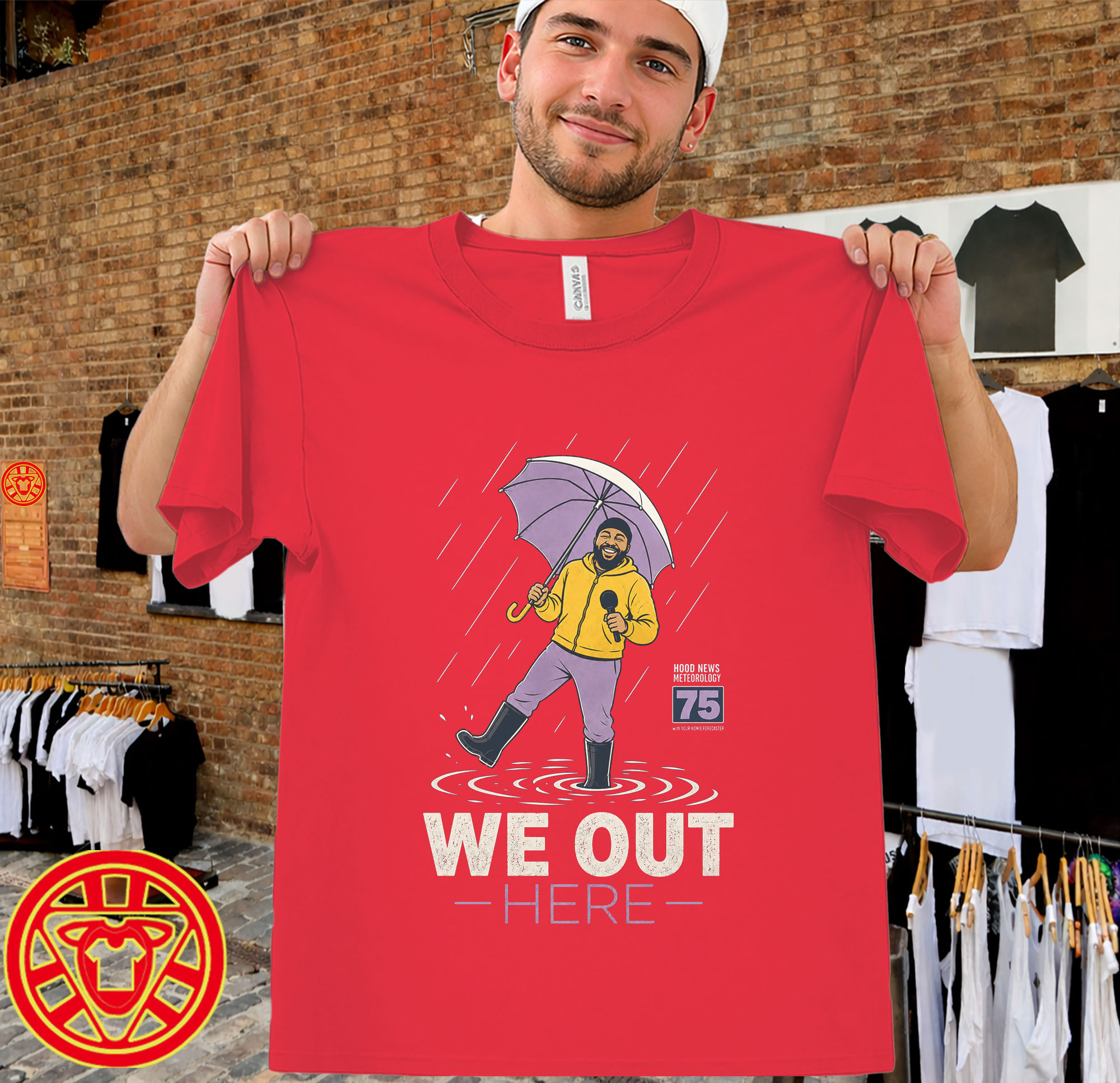 Hood News 75 We Out Here in the Rain men-design