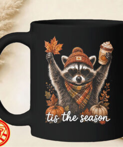 Raccoon Pumpkin & Coffee Autumn mug-design