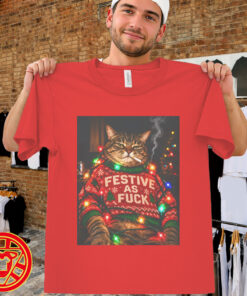 Christmas Cat Festive As Fuck men-design