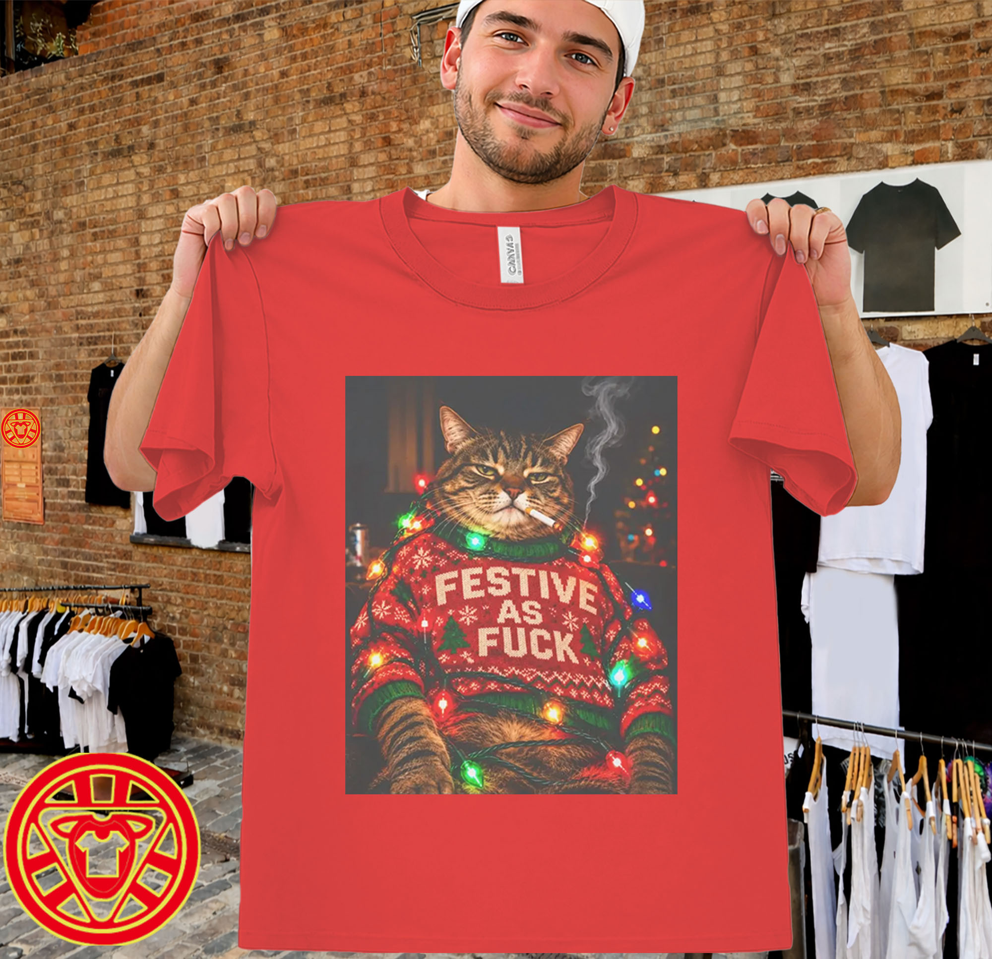 Christmas Cat Festive As Fuck men-design