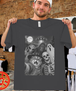 Halloween Cat Selfie Witch Skeleton men-design