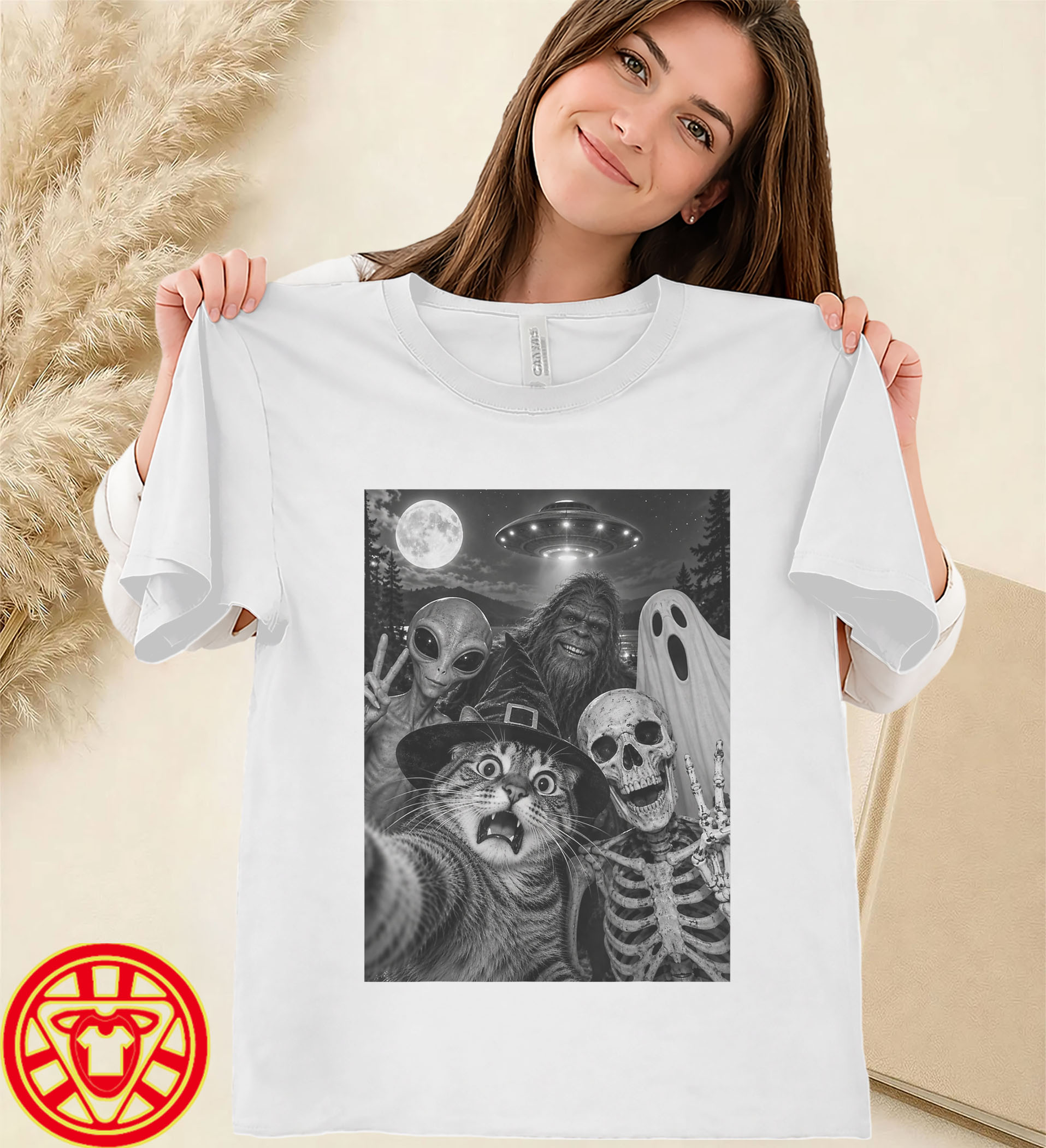 Halloween Cat Selfie Witch Skeleton-women-design