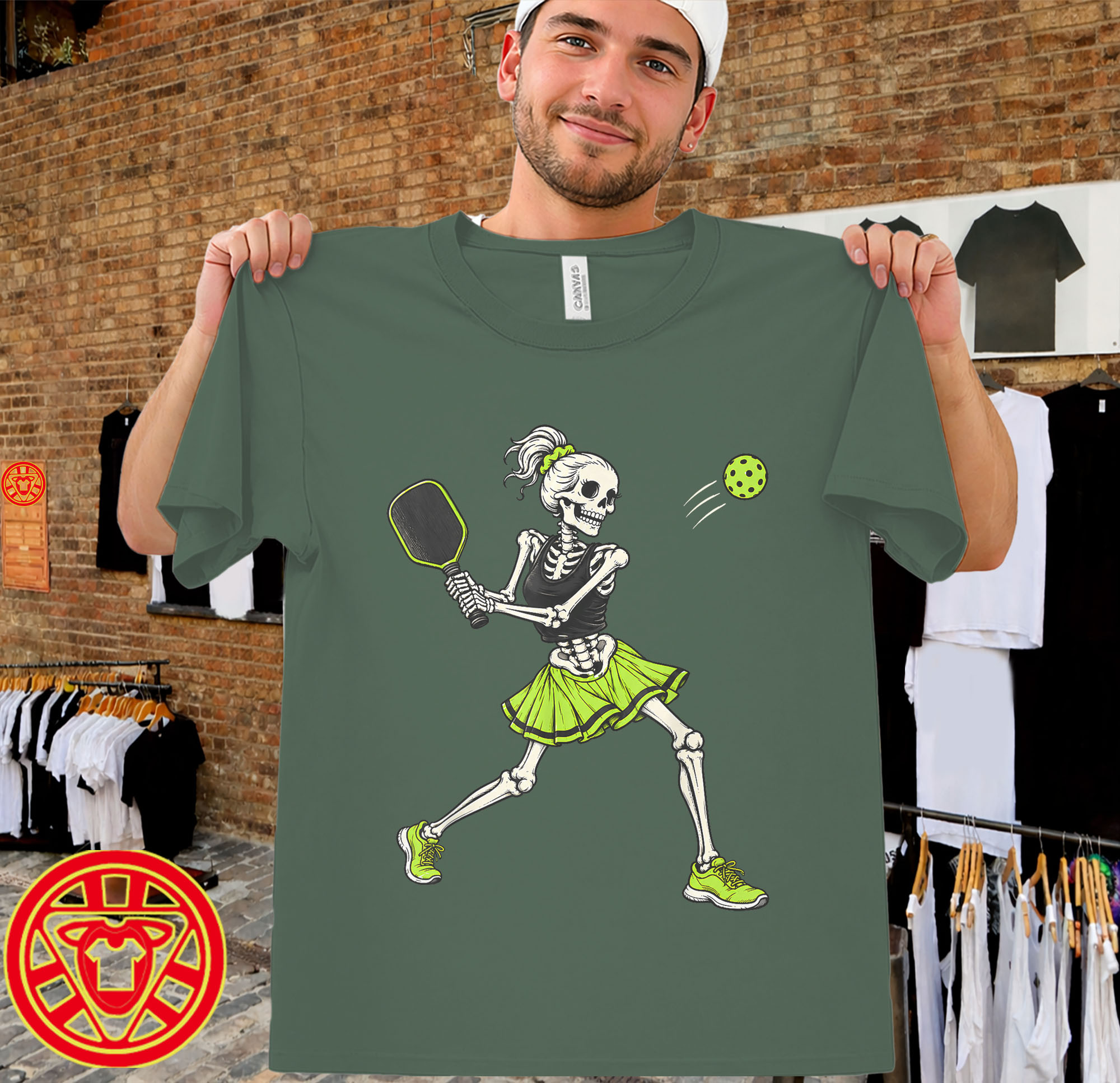 Pickleball Skeleton Halloween Sport men-design